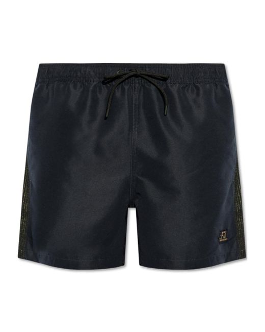 EA7 Black Mesh-Panel Swim Shorts for men