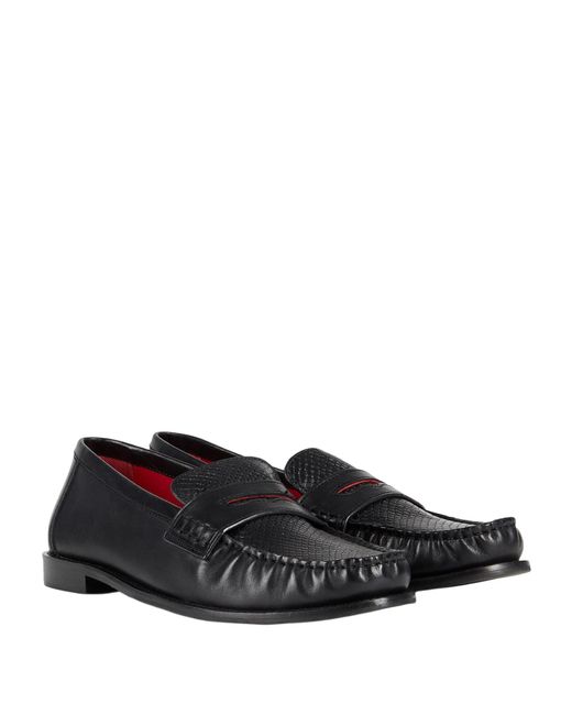 MAX&Co. Black Lizard-Embossed Loafers
