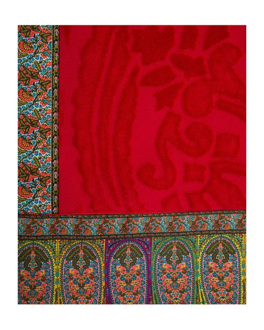 Etro Red Home Patterned Beach Towel for men
