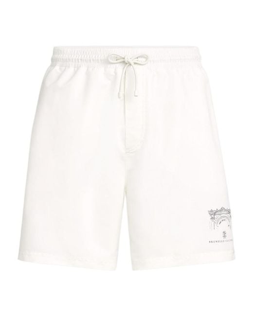 Brunello Cucinelli White Swim Shorts for men