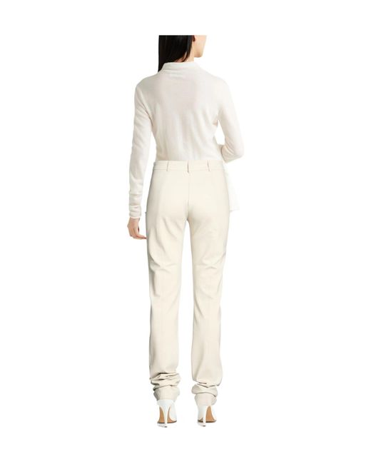 Sportmax White Solid Simple Straight-Leg Pants