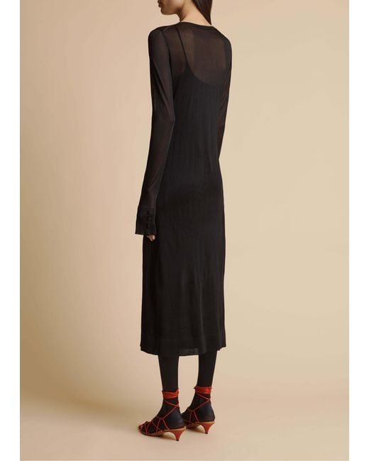 Khaite Black Long-Sleeved Dress