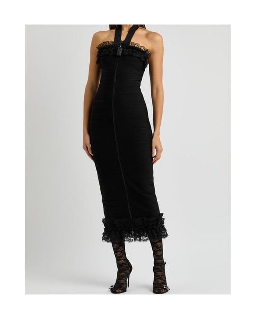 Self-Portrait Black X Christopher Kane Lace-Trimmed Midi Dress