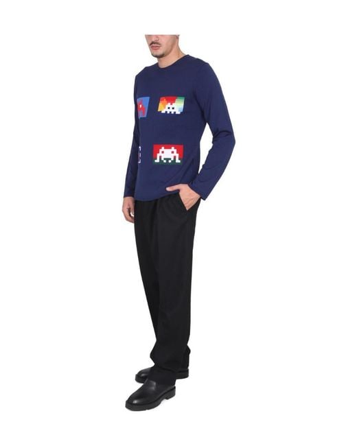 Comme des Garçons Blue Comme Des Garçons Shirt Graphic Intarsia Knit Jumper for men