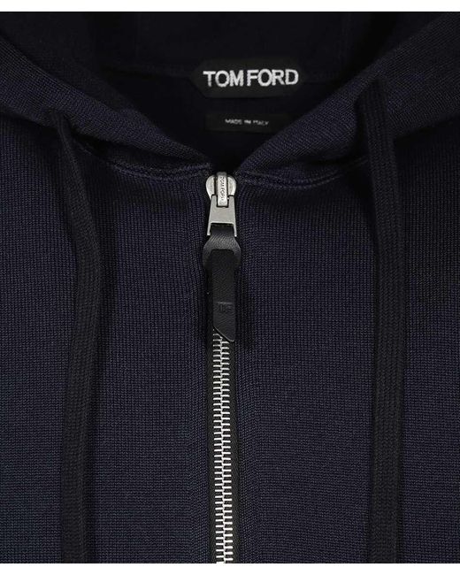 Tom Ford Blue Long-Sleeved Hooded Sweater for men