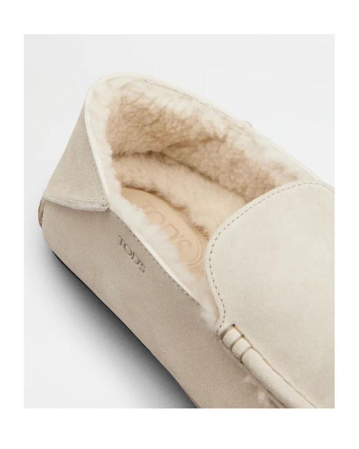 Tod's White Suede Leather Slap-Up Loafers for men