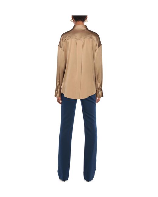 Brunello Cucinelli Natural Solid Long-Sleeve Blouse