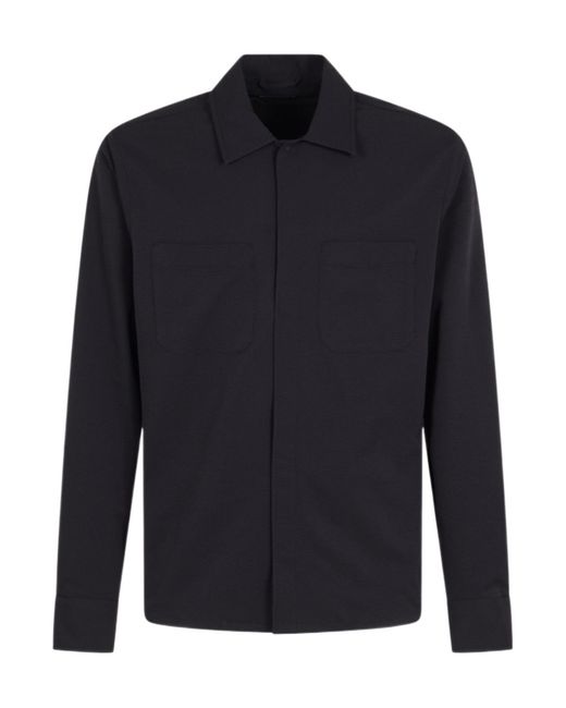 Herno Blue Seer-Crease Shirt for men