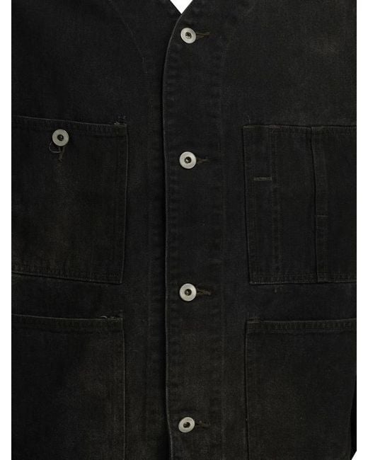 A.PRESSE Black Engineer Boxy Denim Jacket for men