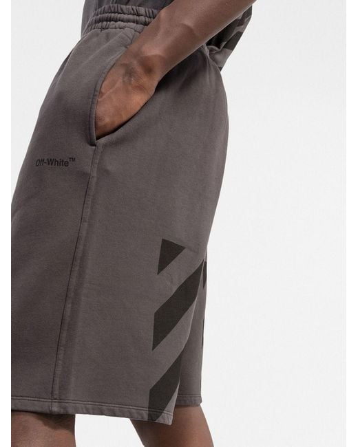 Off-White c/o Virgil Abloh Gray Diag-Stripe Cotton Shorts for men