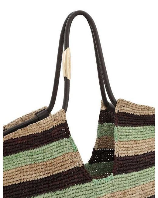 Zimmermann Brown Large Goldentime Striped Fringed Tote Bag