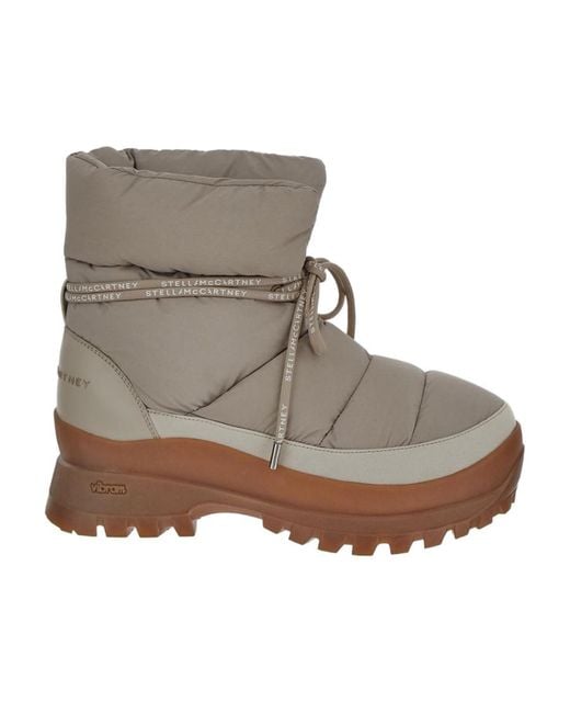 Stella McCartney Gray Round Toe Puffy Trace Boots