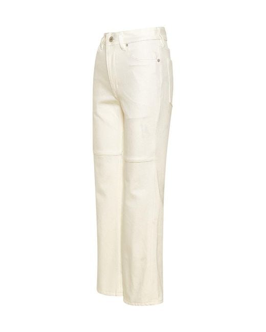Jil Sander White Buttoned Straight Leg Jeans