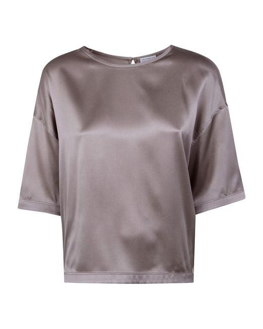 Brunello Cucinelli Purple Keyhole Crewneck Top