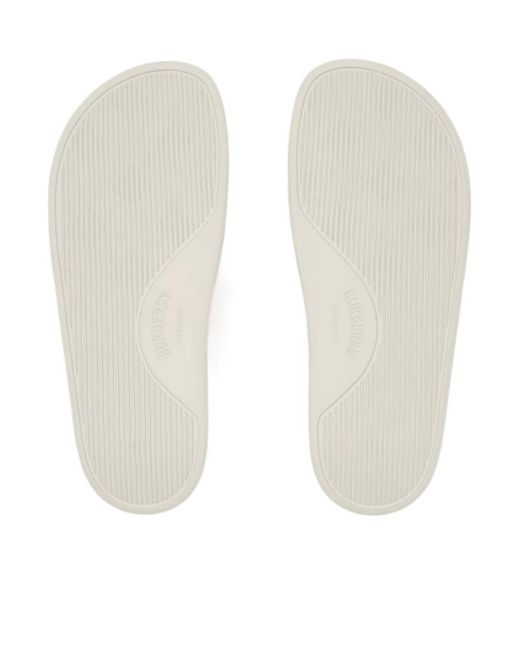 Burberry White Logo Detailed Slip-On Slides