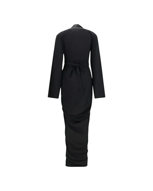 Rick Owens Black Wrap Draped Long Dress