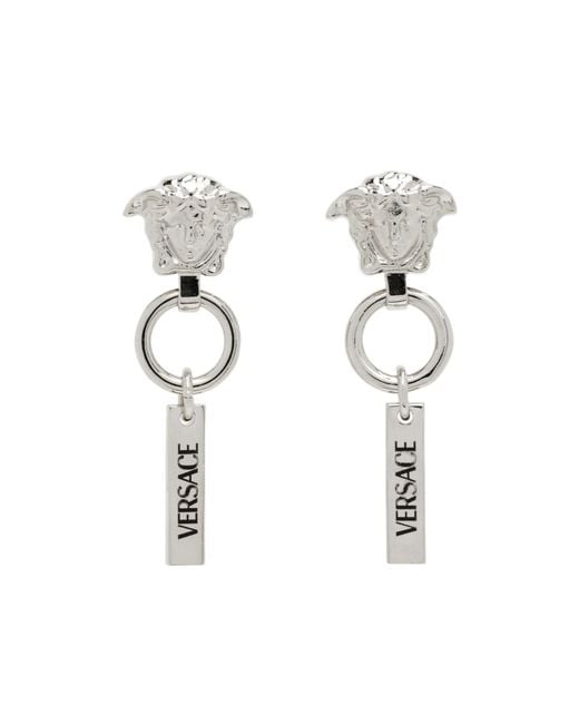 Versace White Medusa Earrings for men