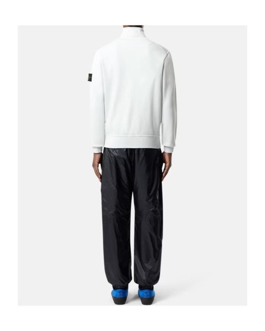 Stone Island White Zip-Up Logo-Patch Sweatshirt for men