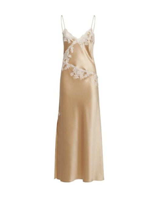 By Malene Birger Natural Vera Satin Lace Midi Dress