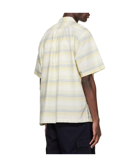 Nanamica White Open Collar Pique Short-Sleeve Shirt for men