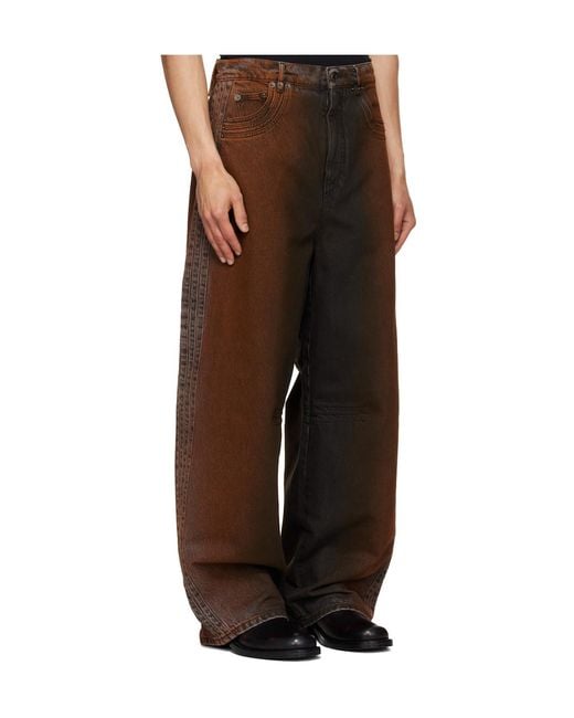 Egonlab Brown Oversized Jeans for men