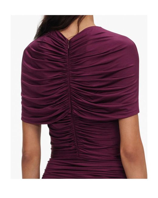 Self-Portrait Purple Ruched Maxi Dress