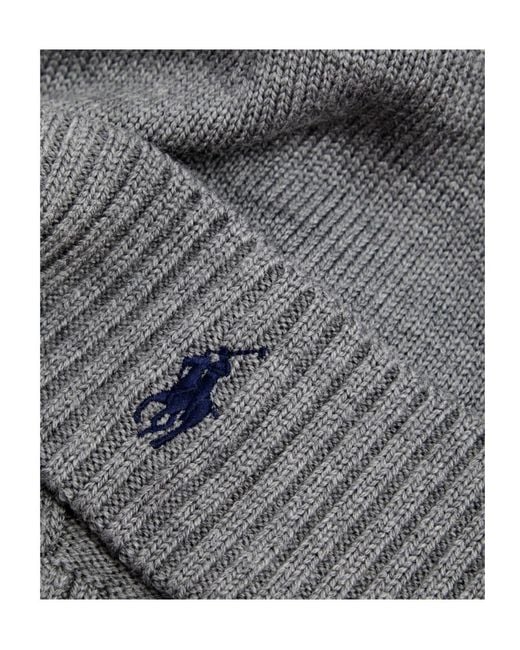 Polo Ralph Lauren Gray Logo-Embroidered Wool Beanie for men
