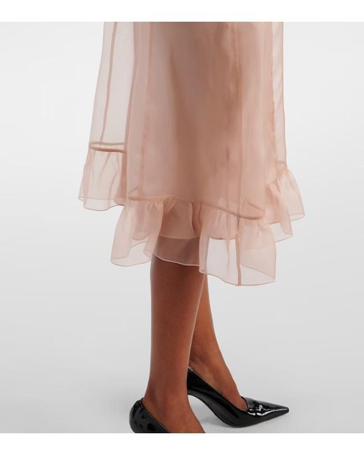 Alessandra Rich Pink Ruffled Silk Organza Slip Dress