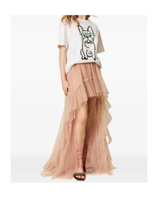 Twinset Pink X Myfo Asymmetric Tulle Skirt