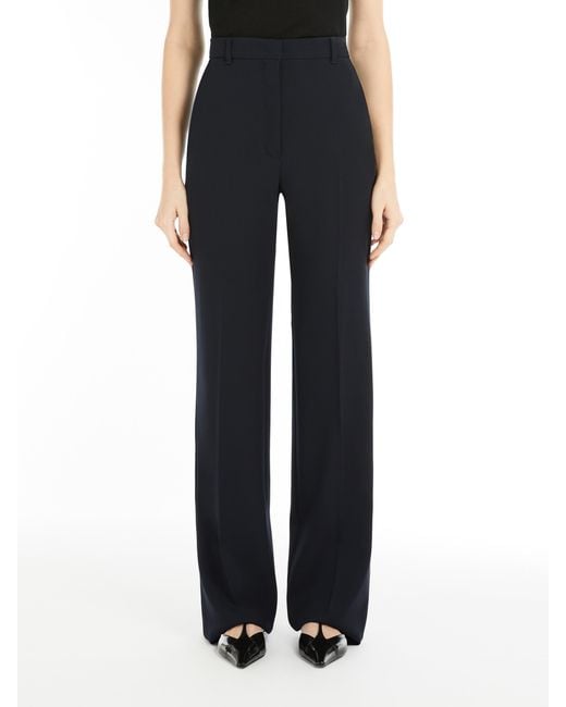 Max Mara Blue Studio Pleat Detailed Straight Leg Trousers
