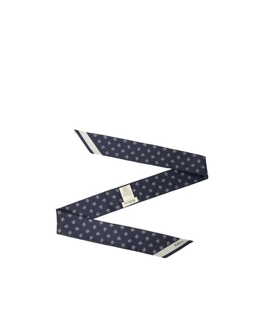 Mulberry Blue Tree-Jacquard Angled Tip Scarf