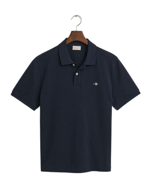 Gant Blue Logo Short Sleeve Polo Shirt for men