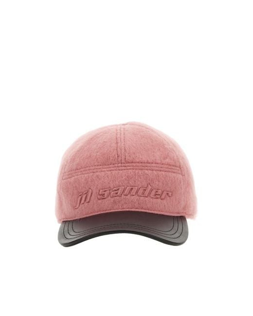 Jil Sander Pink Logo Embroidered Baseball Cap