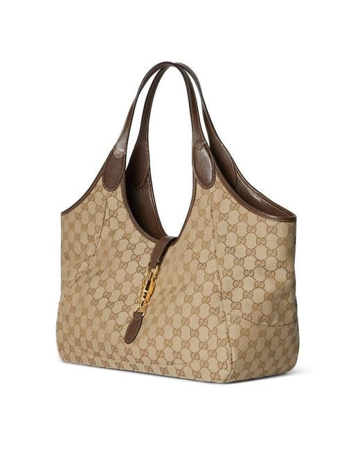 Gucci Brown Monogrammed Horsebit Detailed Tote Bag