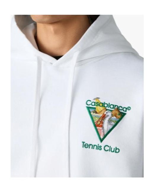 Casablanca White Tennis Club Embroidered Hoodie for men