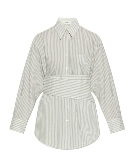 Rohe White Striped Belted Shirt