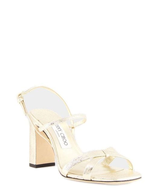 Jimmy Choo Natural Elsy 85 Block Heel Sandals