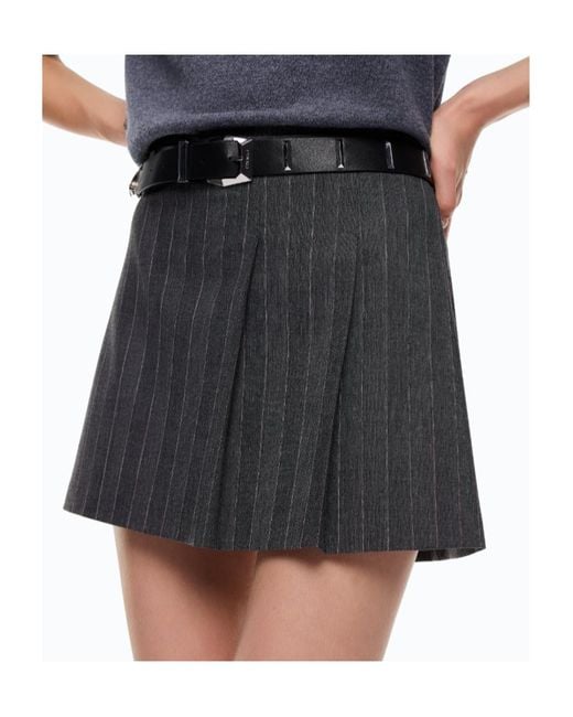Pinko Gray Pinstriped Mini Skirt