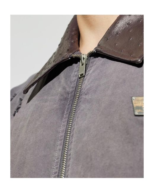 M I S B H V Gray Distressed Zip-Up Jacket for men