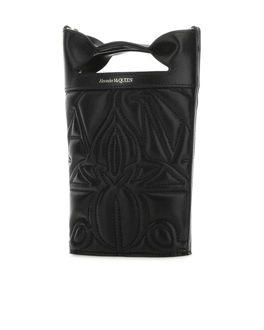 Alexander McQueen Black Logo Printed Bucket Bag