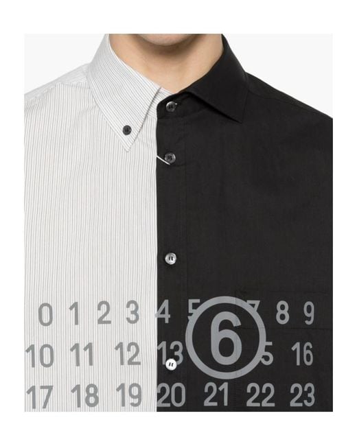 MM6 by Maison Margiela Black Striped Panelled Button-Up Shirt for men