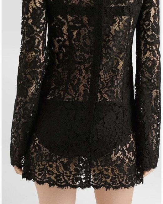 Dolce & Gabbana Black Lace Floral Mini Dress