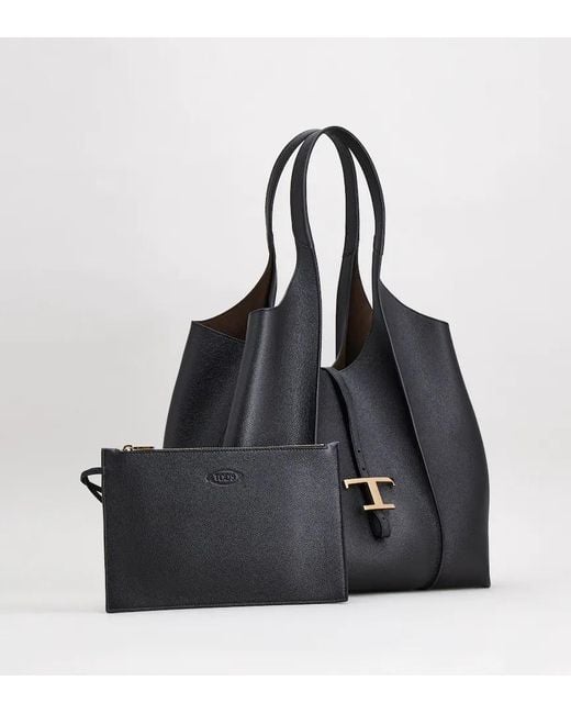 Tod's Black Timeless Top Handle Medium Shopping Bag