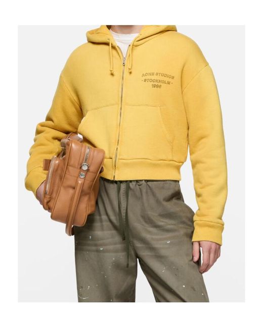 Acne Yellow Sprayed Zip Hoodie for men
