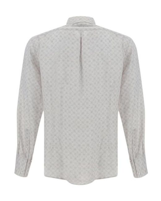 Brunello Cucinelli Gray Pattern Long-Sleeved Shirt for men
