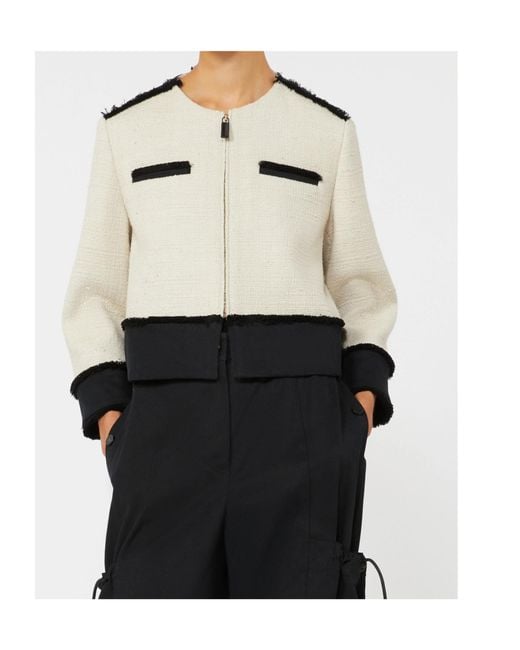 Max Mara White Pagaia Fringed Trim Jacket