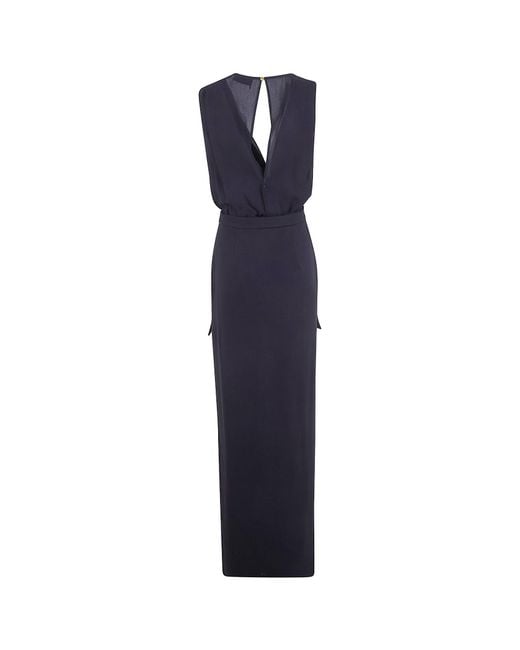 Elisabetta Franchi Blue Train Georgette Crêpe Dress