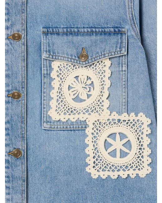Alanui Blue Islands Diary Denim Overshirt