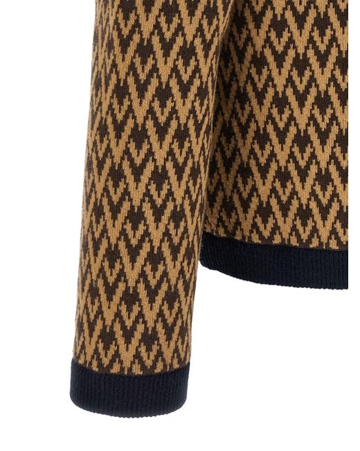 Valentino Brown Toute La V Patterned V-Neck Cardigan for men