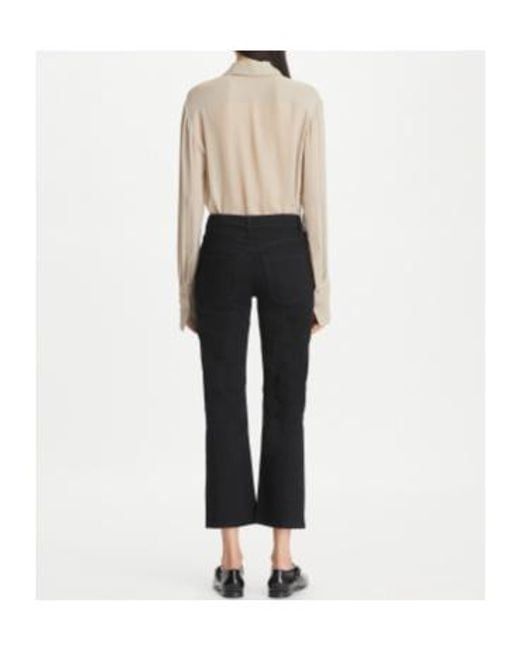 Tory Burch Black Cropped Kick Flared Jeans